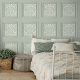 Edwina Sage by Fine Decor Woodland Panel Wallpaper – Brewster Home Fashions FD43711