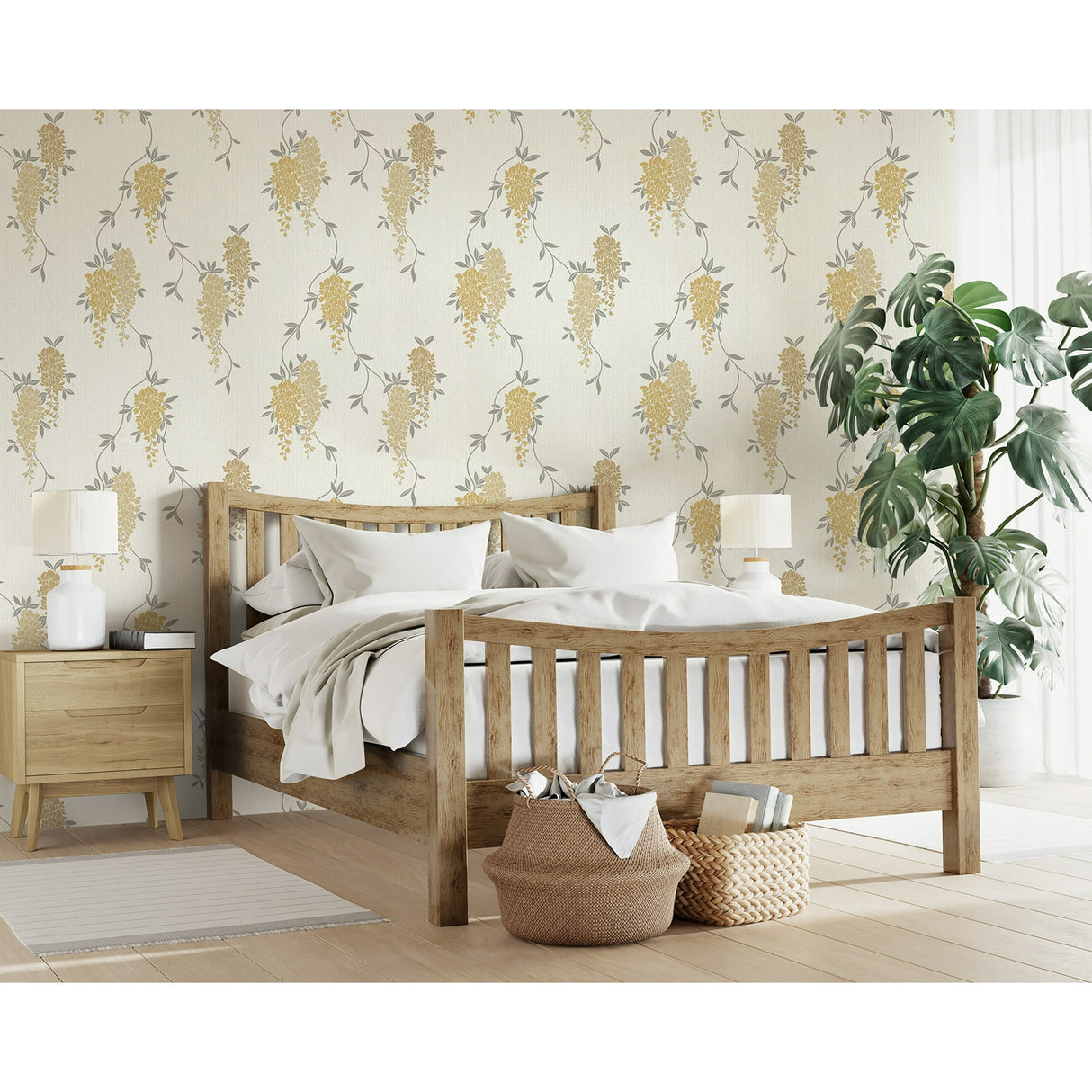 Aisla Yellow by Fine Decor Wisteria Wallpaper – Brewster Home Fashions FD43672
