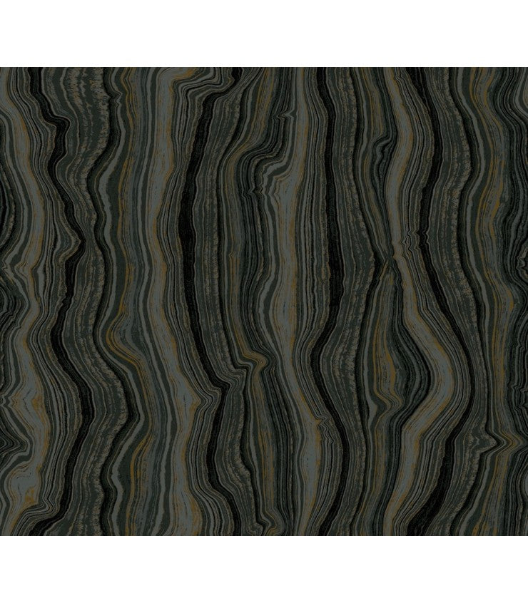 Mineral Shimmer Black & Gold wallpaper by Candice Olson, geode-inspired metallic stripes