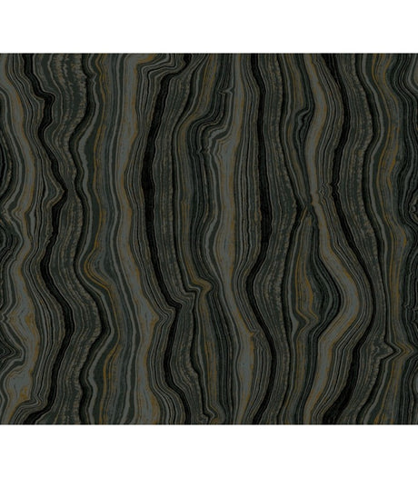 Mineral Shimmer Black & Gold wallpaper by Candice Olson, geode-inspired metallic stripes