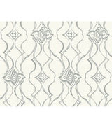 Candice Olson Pirouette White & Silver damask wallpaper DF3373