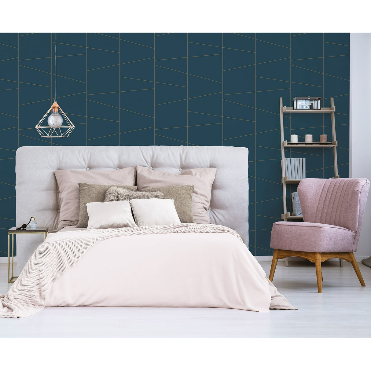 Fairmont Deco Fracture Blue by Brewster Geometric Non Woven Wallpaper- Brewster Home Fashions UW24789