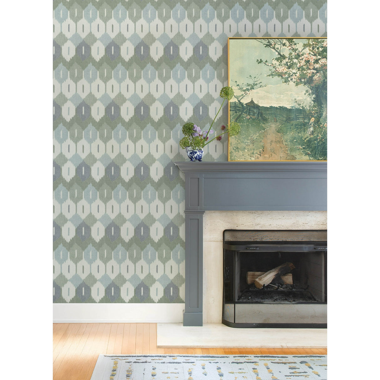 Abilene Sea Green by A-Street Prints Ikat Wallpaper- A-Street Prints 4147-27406