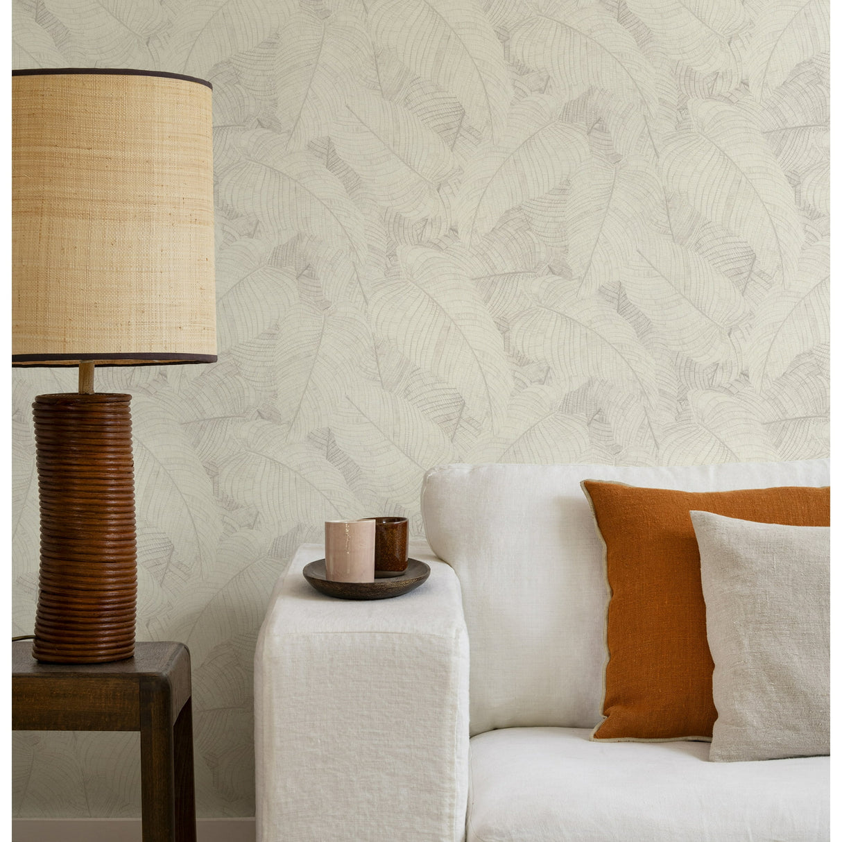 Galner Ivory by Rasch Leaves Wallpaper- Brewster Home Fashions RH720525