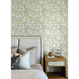Goldfinch Green by Chesapeake Birds and Blooms Wallpaper – Brewster Home Fashions 4148-27412