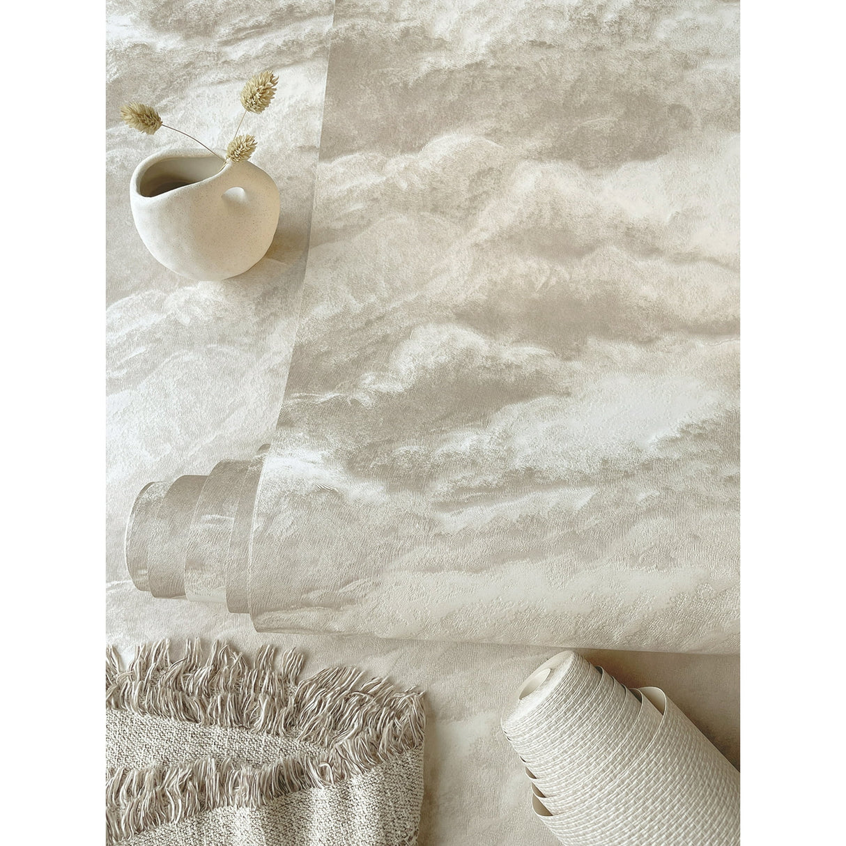 Nimbostratus Ash by Belgravia Decor Cloud Wallpaper- Brewster Home Fashions BG5706