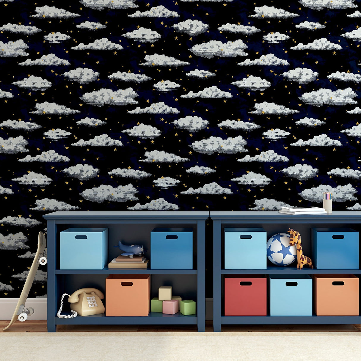 Zeno Navy by Arthouse Starry Skies Clouds Wallpaper – Brewster Home Fashions AH923907