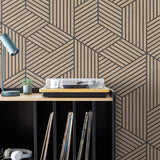 Gerrit Light Brown by Fine Decor Geometric Panel Wallpaper – Brewster Home Fashions FD43825