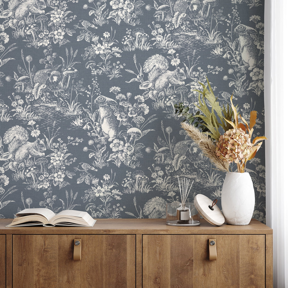 Eames Blue Forest Friends by Fine Decor Animals Wallpaper – Brewster Home Fashions FD43839