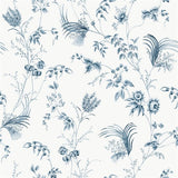 Floral Lace Navy Wallpaper by Ronald Redding