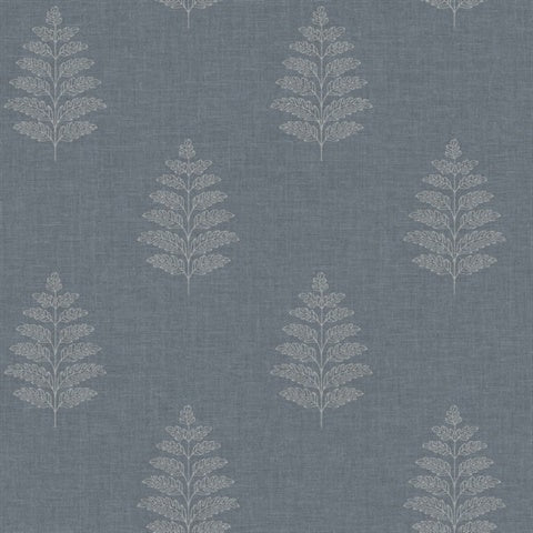 Frond Denim Leaf Wallpaper by Chesapeake