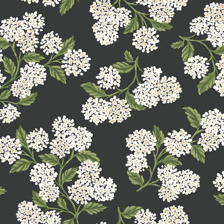 Hydrangea Black & White Peel & Stick Wallpaper by Rifle Paper Co., pattern PSW1618RL
