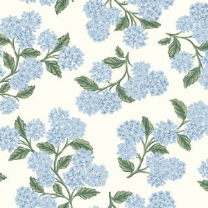 Hydrangea Navy & White by Rifle Paper Co. Peel & Stick Wallpaper- York Wallcoverings PSW1619RL