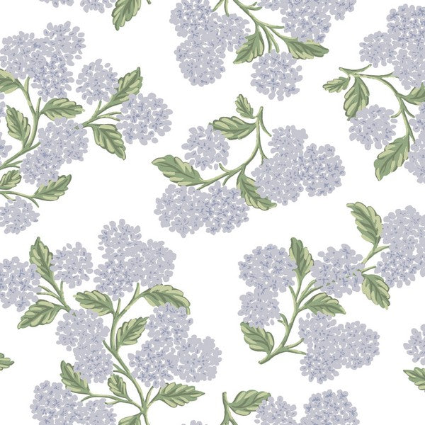 Rifle Paper Co. Hydrangea Lilac & White Peel & Stick Wallpaper PSW1621RL pattern detail