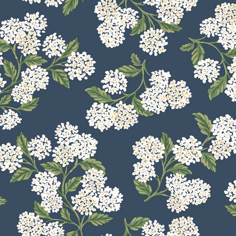 Rifle Paper Co. Hydrangea Navy & White Peel & Stick Wallpaper, PSW1619RL