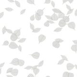 Inner Peace Salt Grey Peel & Stick Wallpaper by Aviva Stanoff for York Wallcoverings, PSW1562RL, floating leaf motif in grey.