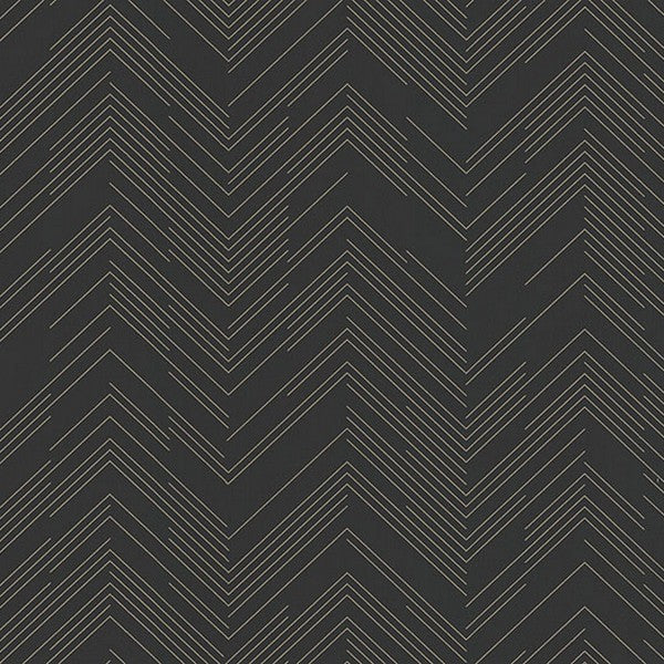 Kian Black Modern Chevron Wallpaper by Warner, 54 in x 90 ft roll (4184-4957)