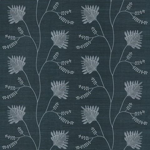 Laelynn Navy embroidered sisal grasscloth wallpaper MX9608 by Ronald Redding