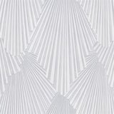 Lumiere Off-White Deco Geo Wallpaper by Antonina Vella with scalloped Art Deco fan damask