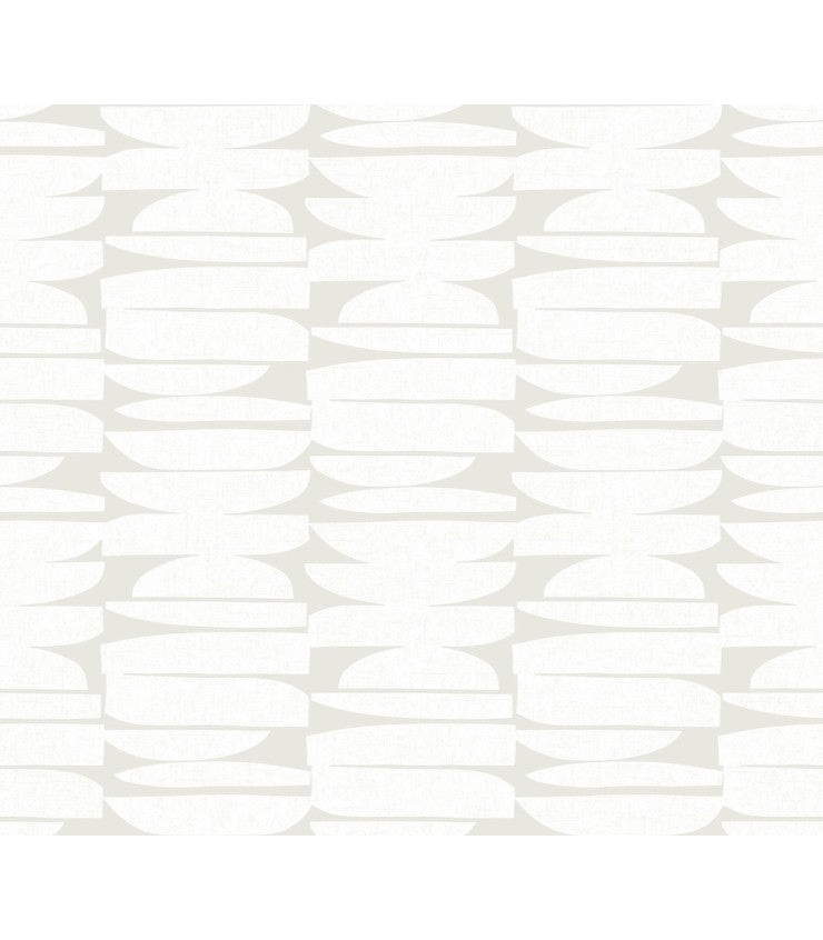 York Lovely Libra Salt geometric wallpaper with stacked shapes in pale grey and cream, roll view