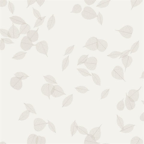 Myles White Leaves Wallpaper – Warner 4174-4647
