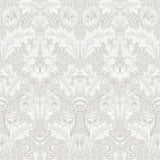 Myrtle Dove Floral Ogee Wallpaper pattern in whites and soft greys