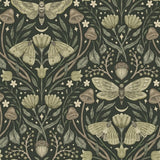 Mystic Moth Dark Green Forest Magic Wallpaper by Chesapeake
