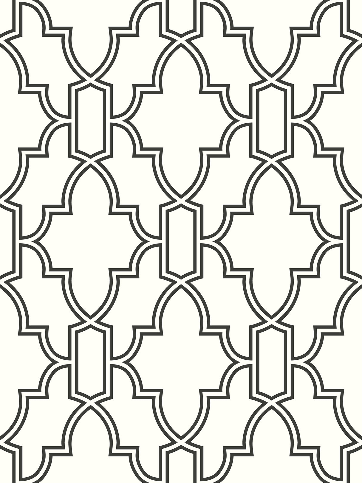 Black and white tile trellis peel and stick wallpaper with satin finish