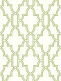 Green and white trellis tile peel and stick wallpaper with a satin finish.