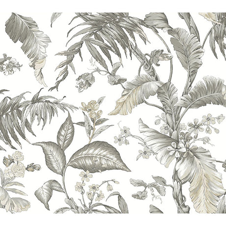 Fiji Garden White Peel & Stick Wallpaper – York Wallcoverings PSW1371RL pattern swatch