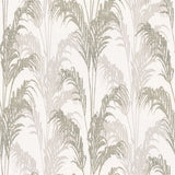 Advantage Rattan Silver Palm wallpaper in grey with metallic palm fronds