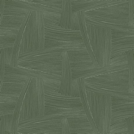 Reid Evergreen Woven Geometric Wallpaper by A‑Street Prints – green geometric linework swatch