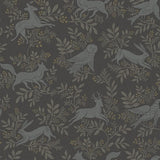 Revelry Black Forest Frolic Wallpaper in Black by Chesapeake