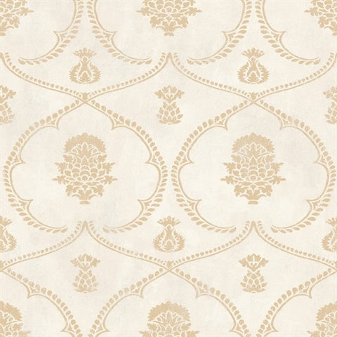 Royal Damask Soft Gold Wallpaper by Ronald Redding – MX9643
