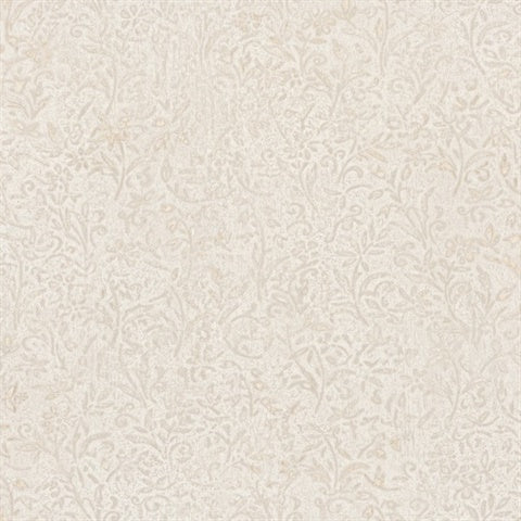 Sculpted Floral Beige Relief Wallpaper MA35531 by Antonina Vella