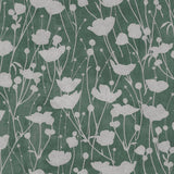 Shimmering Poppies Green & Silver Wallpaper by Ronald Redding