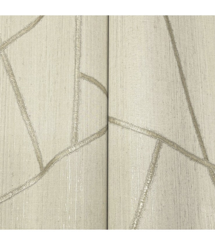 Lisle Ivory geometric stitched vinyl wallpaper roll SI6823 by York Wallcoverings