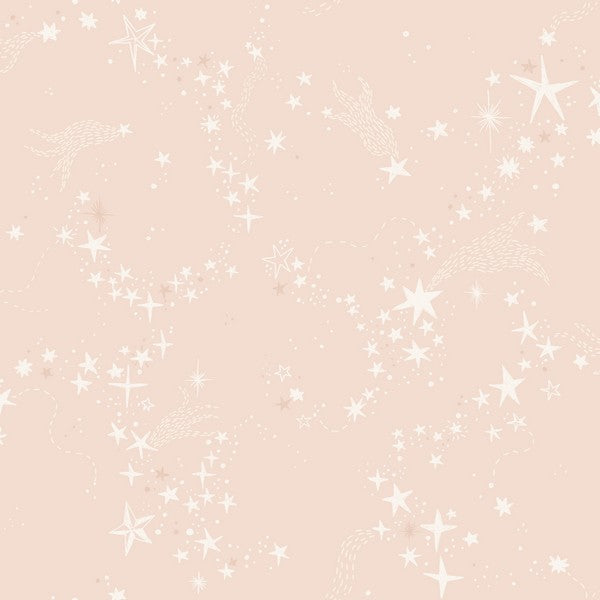Stjarnhimmel Pink night sky stars wallpaper with whimsical shooting stars and metallic accents