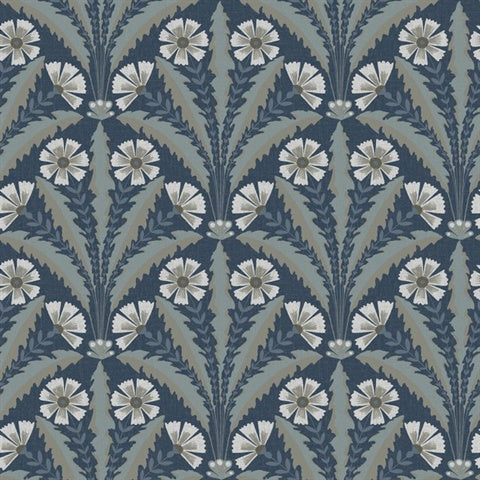 Tap Root Dark Blue Floral Damask Wallpaper by Chesapeake, SKU 4169-27600