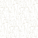 Vermillion Coast Gold wallpaper by York Wallcoverings, metallic gold sailboat line art on white, pattern ZM2845