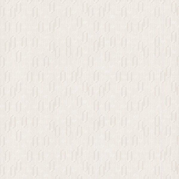 Wesley Pearl Chain fabric backed vinyl commercial wallpaper in pearlescent white, geometric chain motif