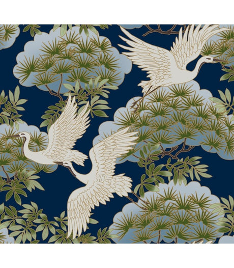 Sprig & Heron Navy Wallpaper by Ronald Redding – York Designer Series ZA8007