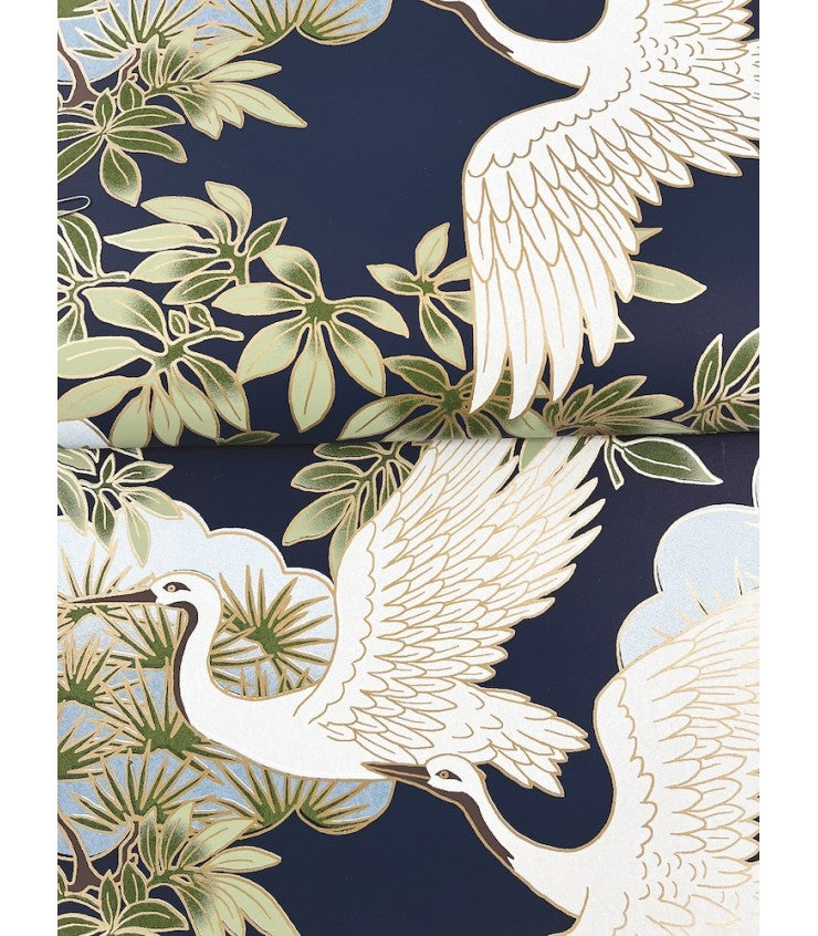 Sprig & Heron Navy by Ronald Redding Botanical Wallpaper – York Designer Series ZA8007