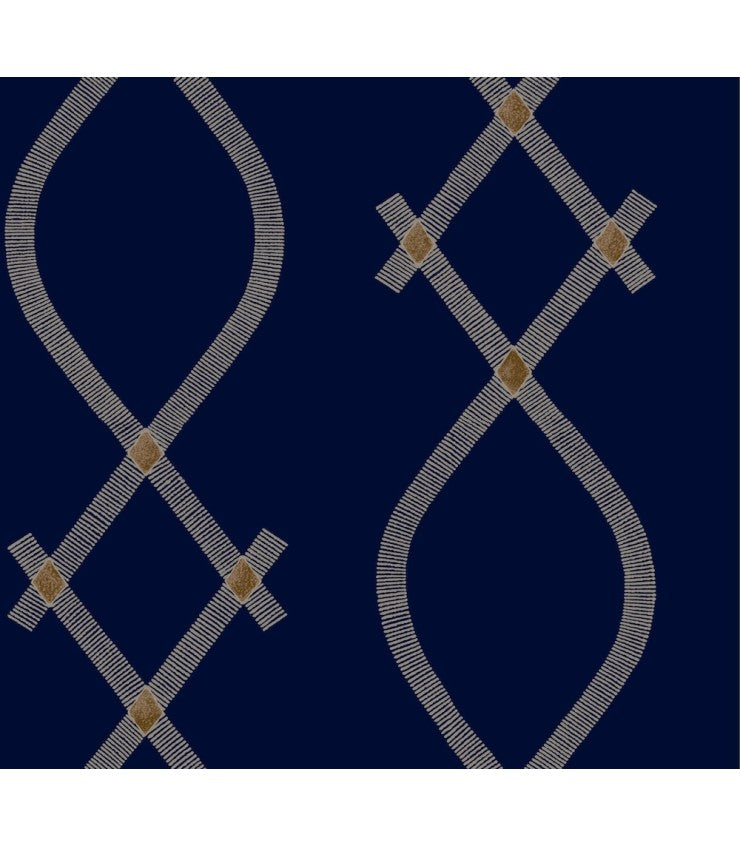 Ellena Navy geometric ogee wallpaper by Ronald Redding, ZA8032