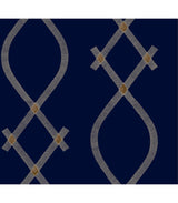 Ellena Navy geometric ogee wallpaper by Ronald Redding, ZA8032
