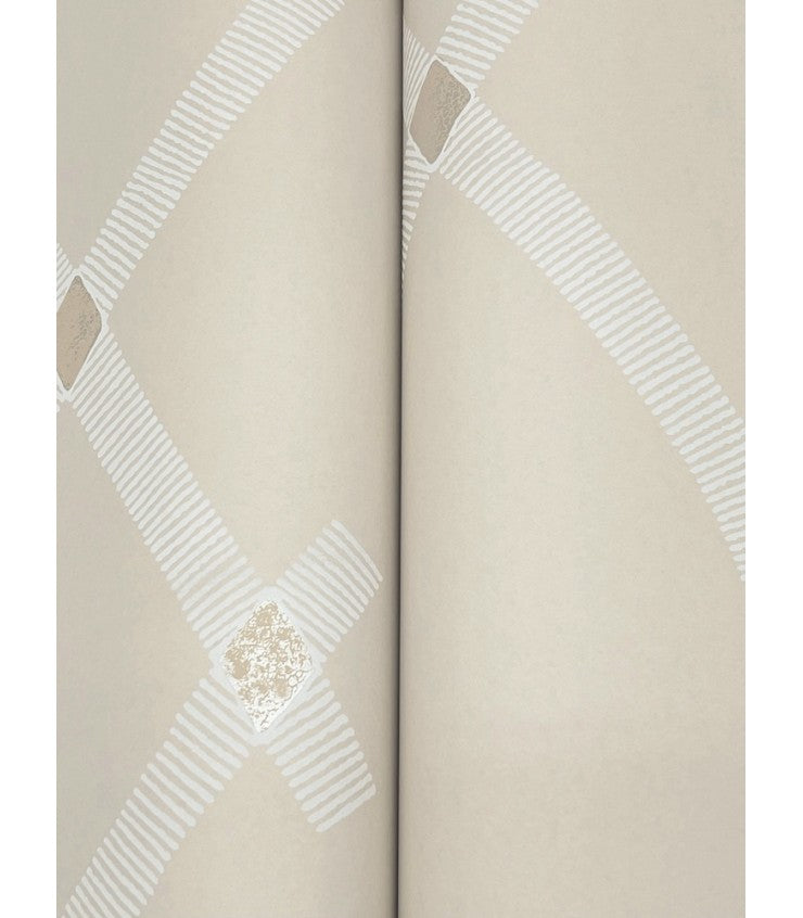 Ellena Beige by Ronald Redding Geometric Ogee Non Woven Wallpaper- York Designer Series ZA8034