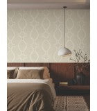 Ellena Beige by Ronald Redding Geometric Ogee Non Woven Wallpaper- York Designer Series ZA8034
